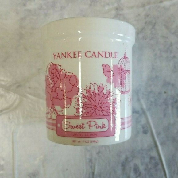 Yankee Candle Limited Edition Sweet Pink Jar Candle Holder Collectible Flower